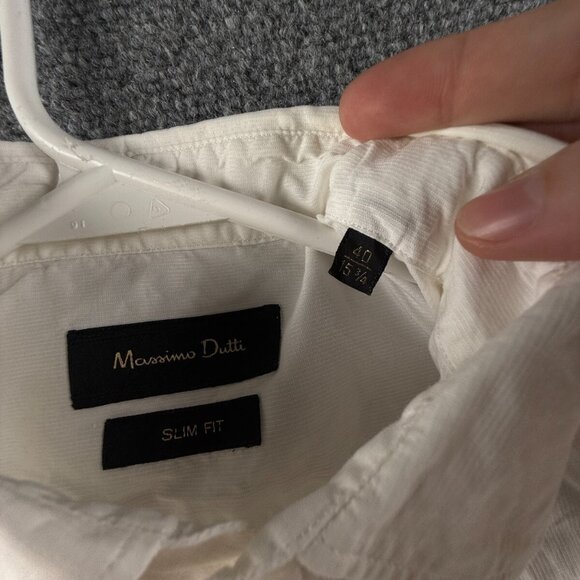 Massimo Dutti Slim Fit Size 40 (15.75) Men White Long Sleeve Button Up Shirt - Picture 8 of 16